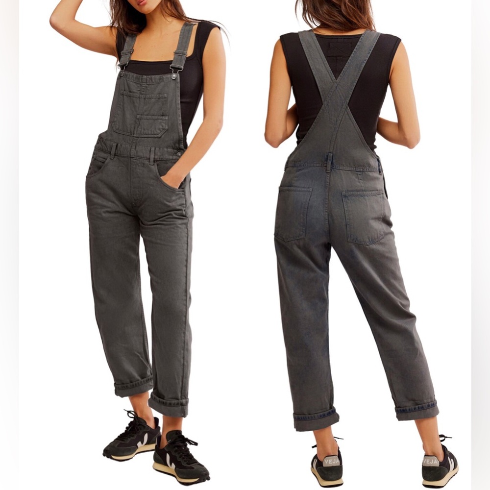 We the Free Ziggy Charcoal Gray Denim Womens Overalls size 26